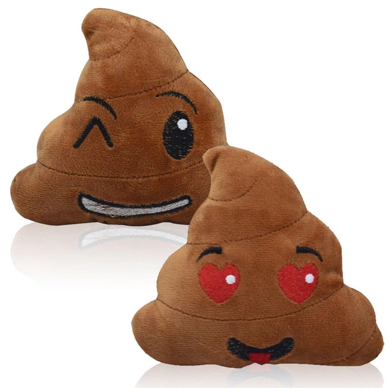 CheeseandU 2Pack Pet Dog Squeak Toy Funny Face Expression Plush Poop Shape Stuffing Squeaking Puppy Playtoy for Small Dogs Puppy - Image 1